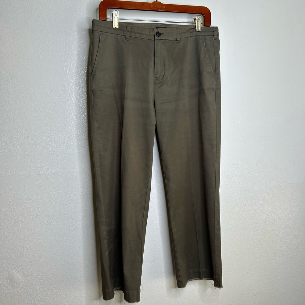 ATM Army Green Cotton Stretch Straight Leg Trouser Pant Raw Hem 6